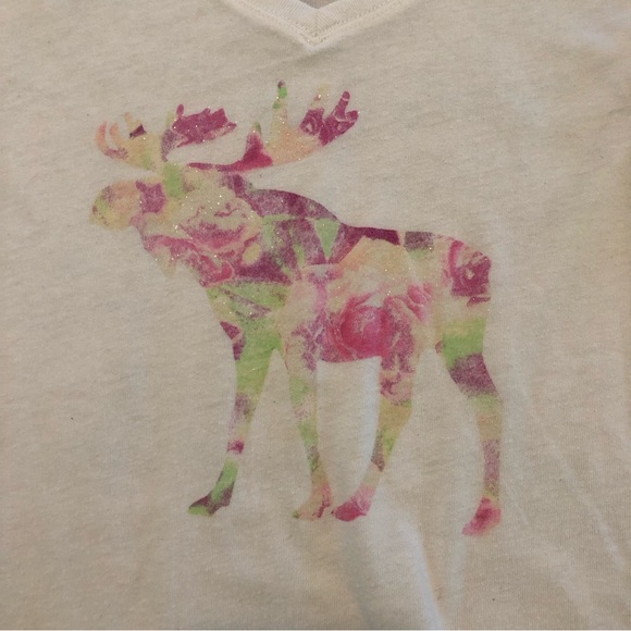 abercrombie kids girl’s floral🌸moose🫎t-shirt women’s fitted Baby T - Picture 2 of 6
